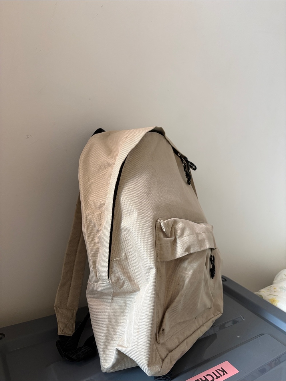 Classic Beige Canvas Backpack - Unbranded